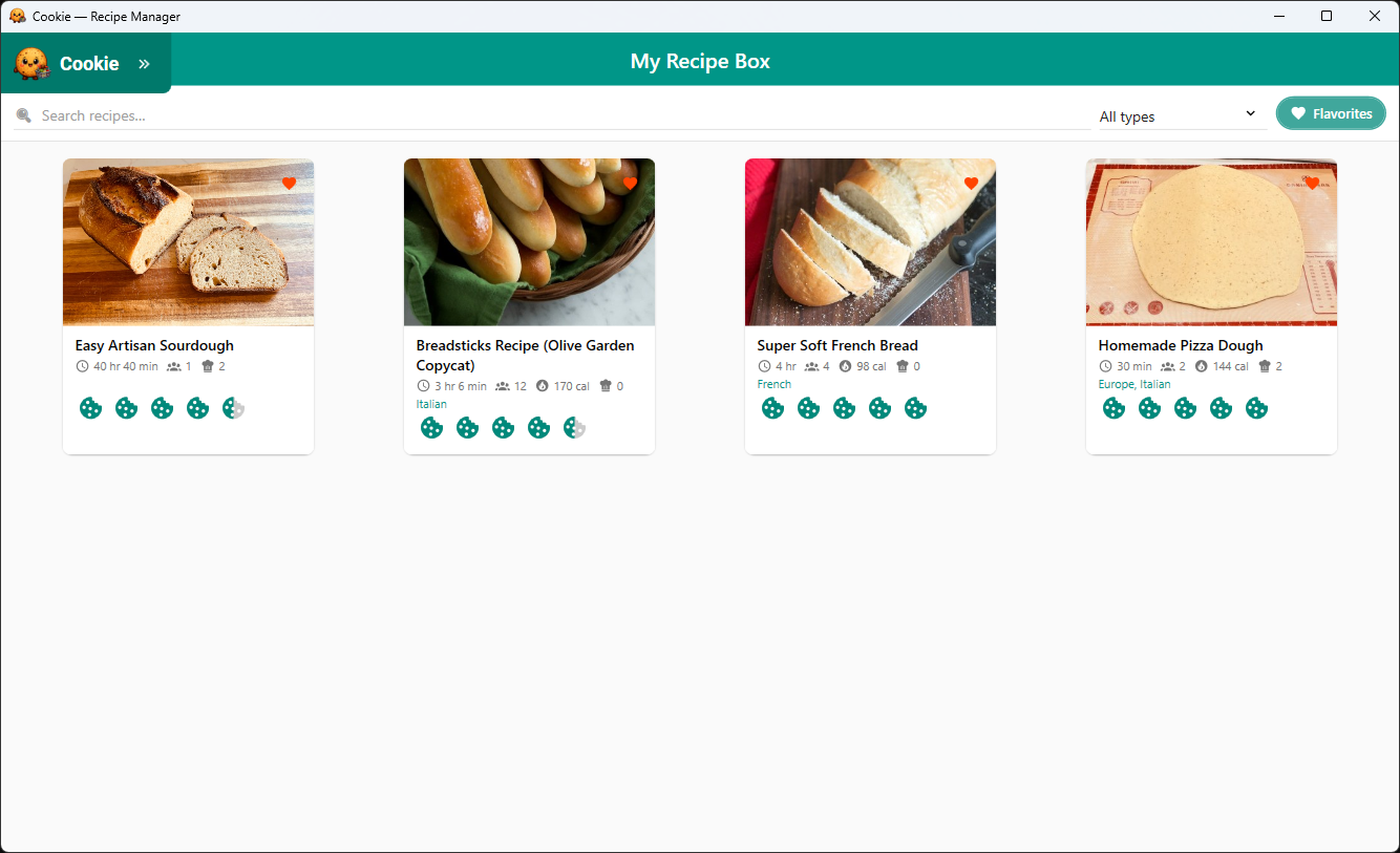 Flavorites — filter by your favourite recipes and ratings