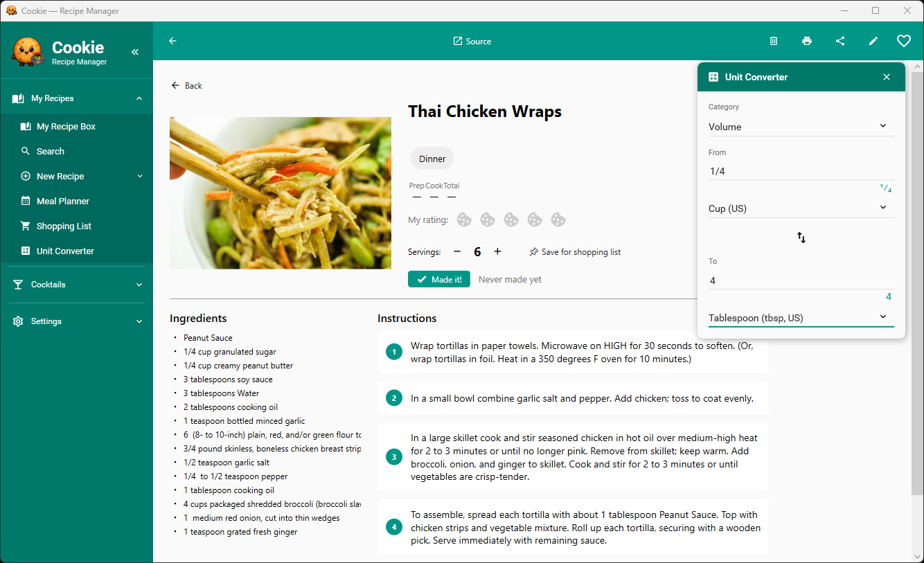 Unit Converter — convert measurements without leaving the recipe
