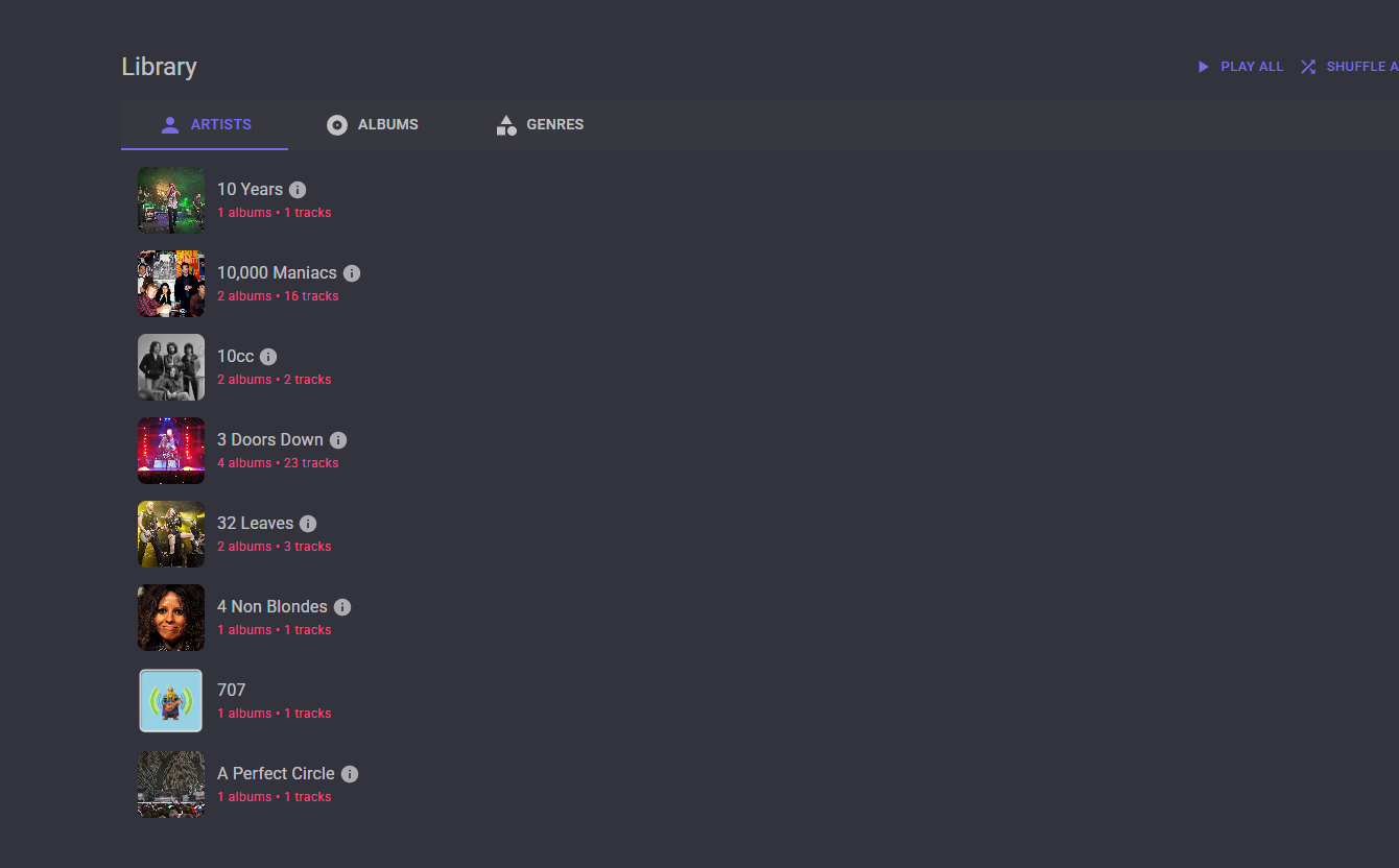 Music Library — web interface